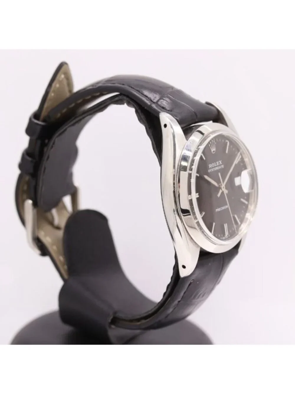 Rolex Precision Manual Wind Date Black Dial Watch
